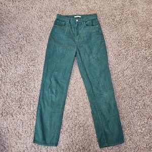 Pacsun Dad Jeans Womens Size 28 Green Corduroys Straight Leg Button Fly